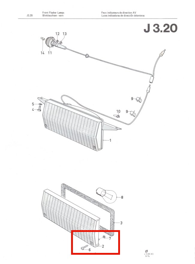 Mk2 Escort Front Indicator Lens Screws & Rubber Washers Factory Drawing #1