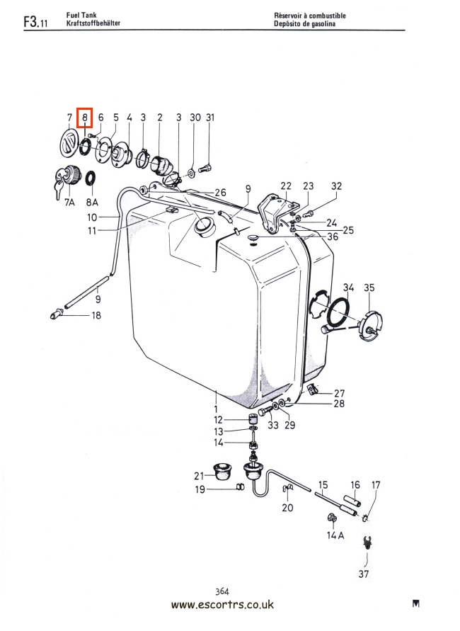 Mk2 Escort Van Cork Fuel Cap Seal Factory Drawing #1