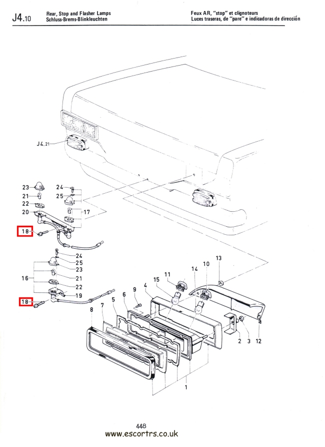 Mk1 Escort Number Plate Light Bracket Screws Factory Drawing #1