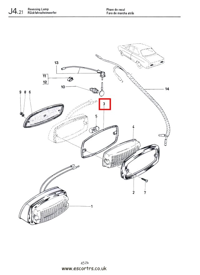 Mk1 Escort Outer Reverse Light Seals Factory Drawing #1