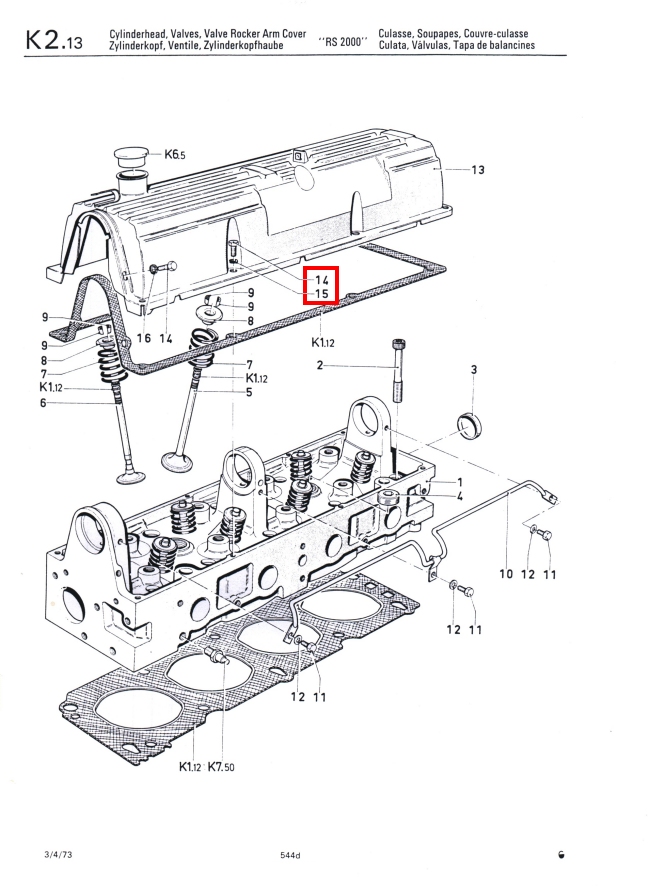 x 8 Pinto Rocker Cover Bolts & Washer Stainless Steel Factory Drawing #1