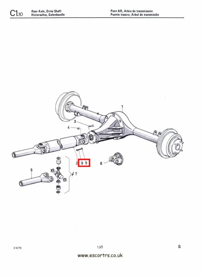 Mk1 Escort Propshaft Bolts & Washers Factory Drawing #1