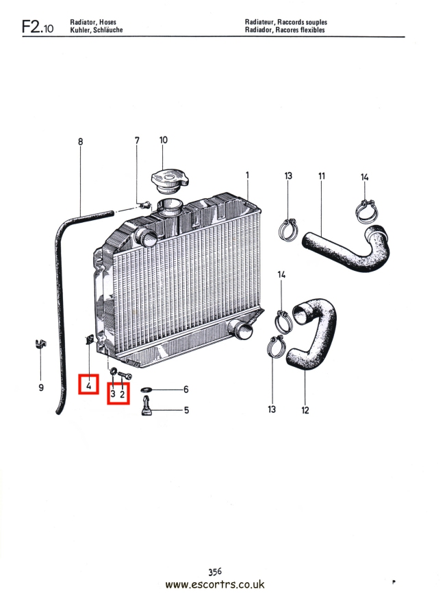 Mk2 Escort Radiator Clip Set Factory Drawing #1