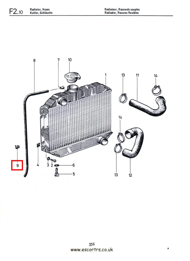 Mk1 Escort Radiator Overflow Pipe Clips Factory Drawing #1