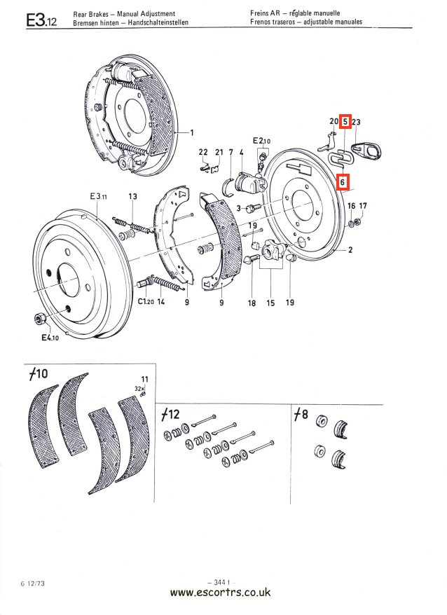 Mk2 Escort Rear Brake Cylinder Retaining Clips Factory Drawing #1