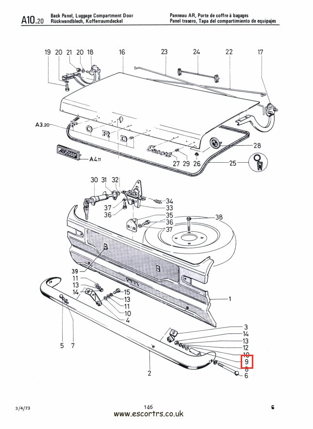 Mk1 Escort Rear Bumper Spacers Factory Drawing #1