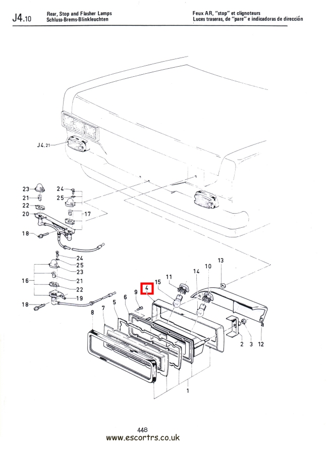 Mk1 Escort Outer Rear Cluster Seals Factory Drawing #1