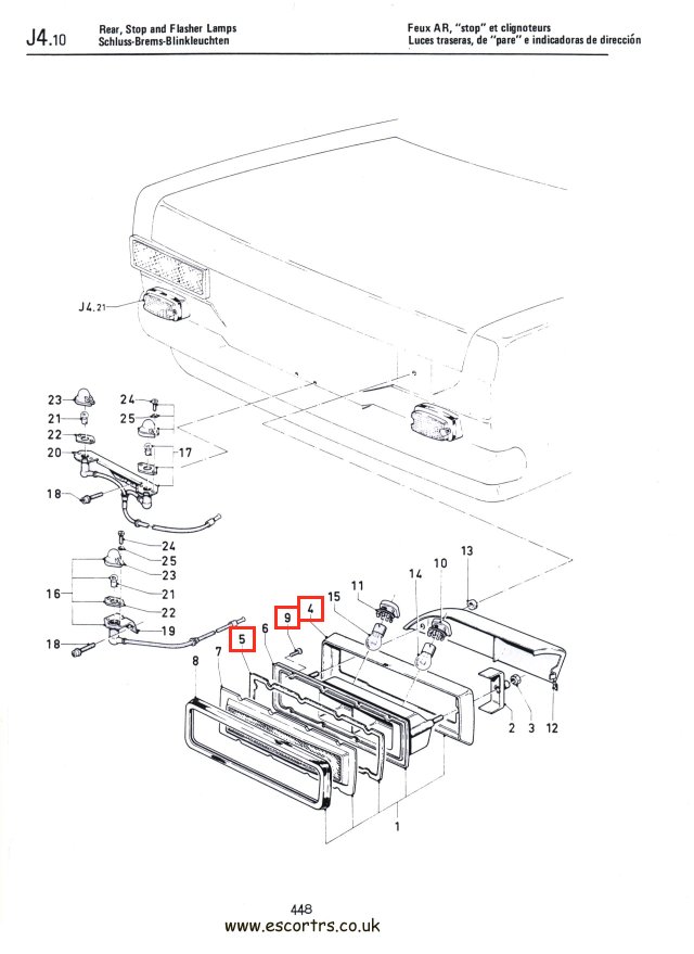 Mk1 Escort Rear Cluster Seal & Screw Set Factory Drawing #1