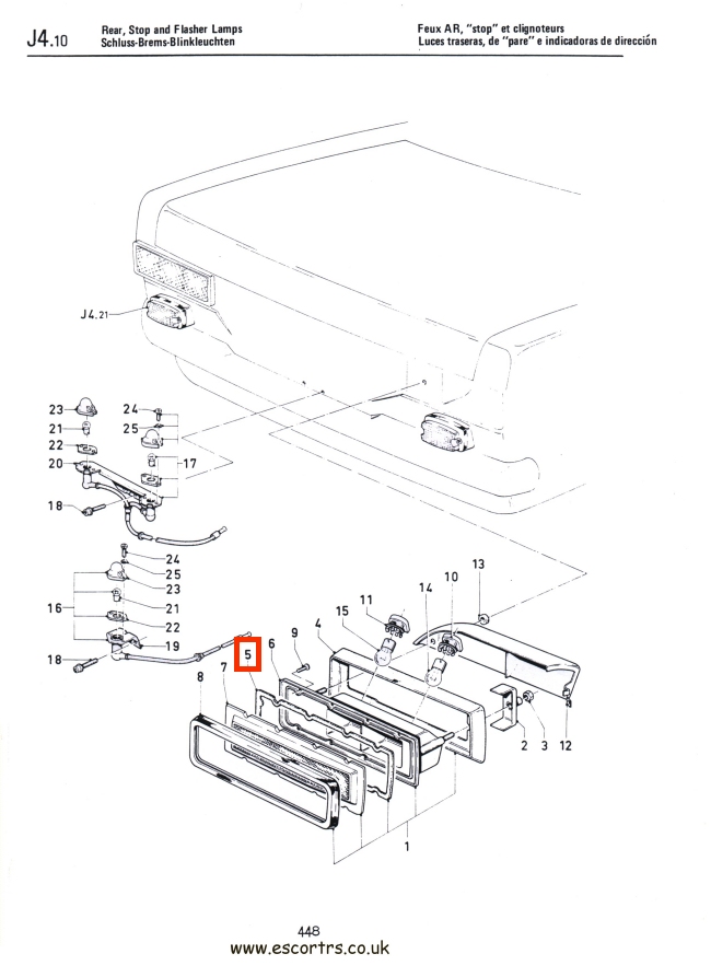 Mk1 Escort Rear Cluster Lens Seals Only Factory Drawing #1