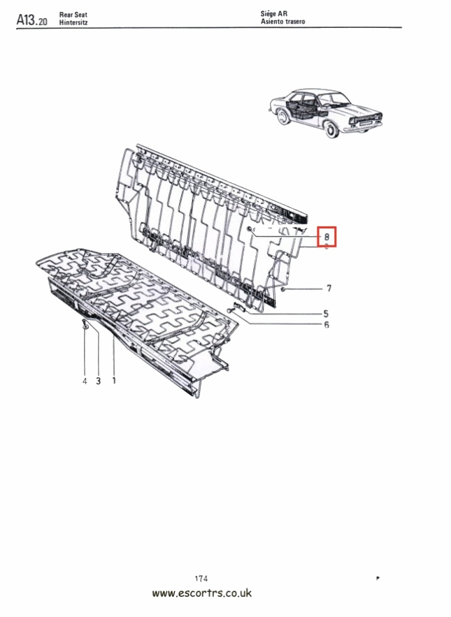 Mk1 Escort Rear Seat Nuts & Toothed Washers Factory Drawing #1