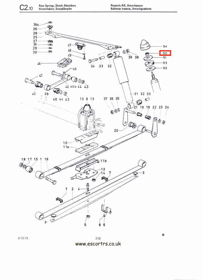 Mk1 Escort Rear Shock Absorber Top Nuts Factory Drawing #1