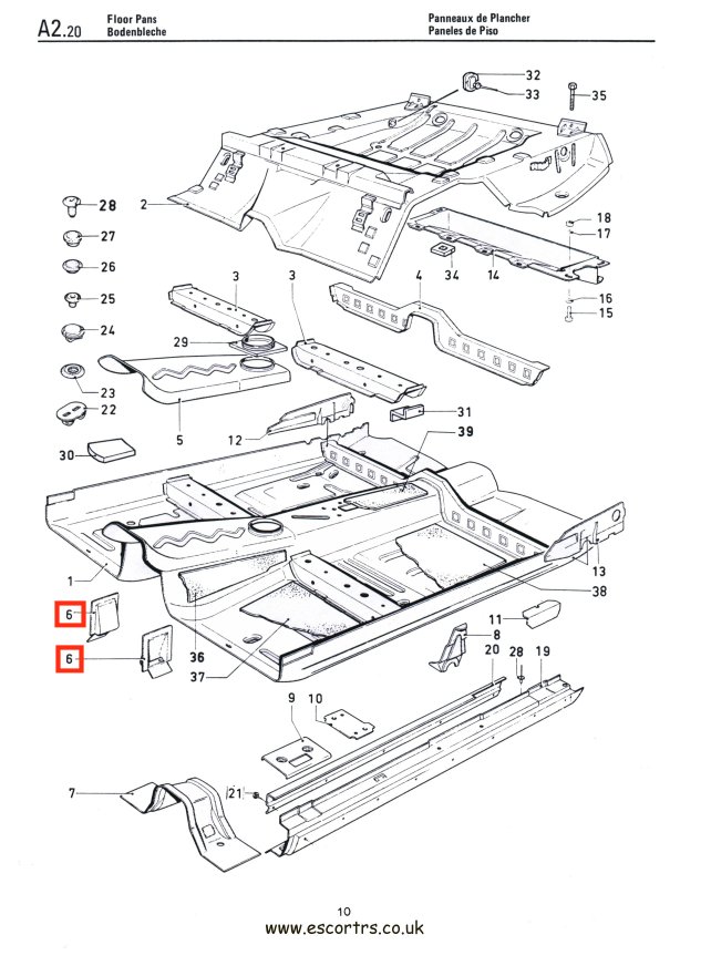 Mk1 RS2000 Rear Support Bracket Bolts Factory Drawiing #1