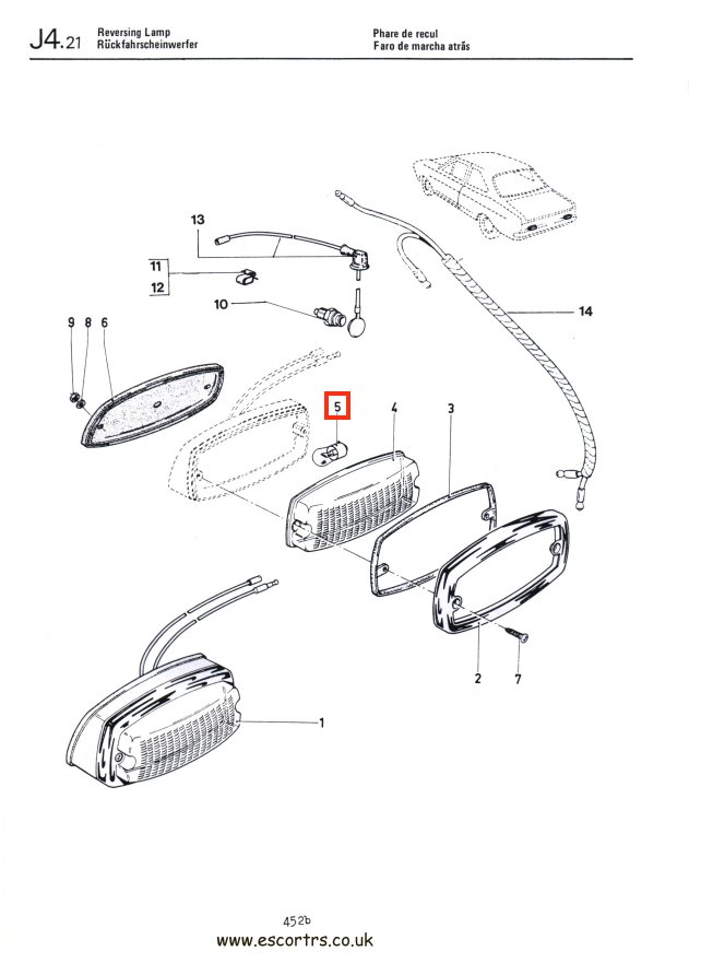 Mk1 Escort Reverse Light Bulbs Factory Drawing #1