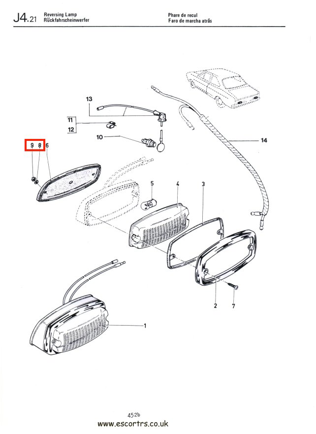 Mk1 Escort Reverse Light Half Nuts & Washers Factory Drawing #1