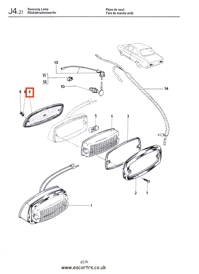Mk1 Escort Reverse Light Seals Factory Drawing #1