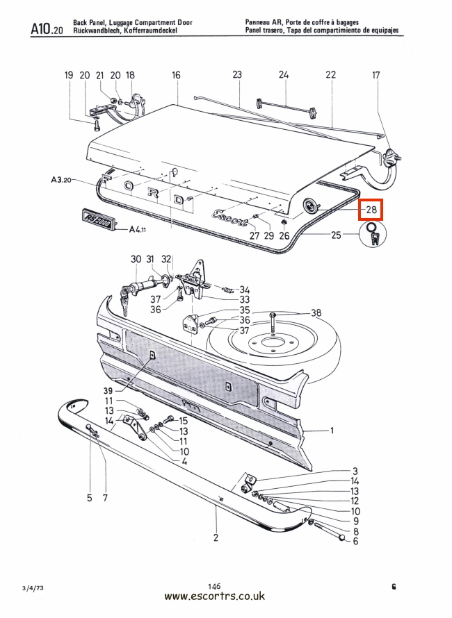 Mk 1 Escort Round RS Boot Badge Insert Factory Drawing #1