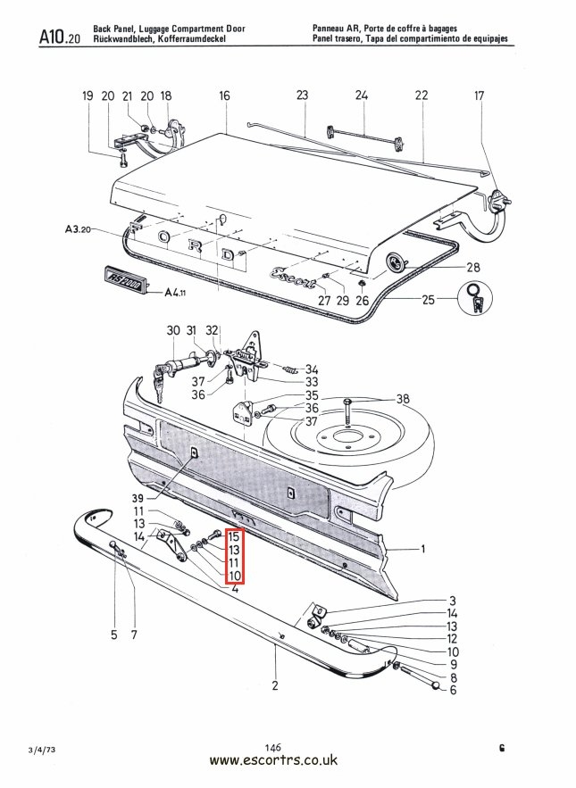 Mk1 Escort Side & Rear Bumper Iron Mounting Bolts Factory Drawing #1