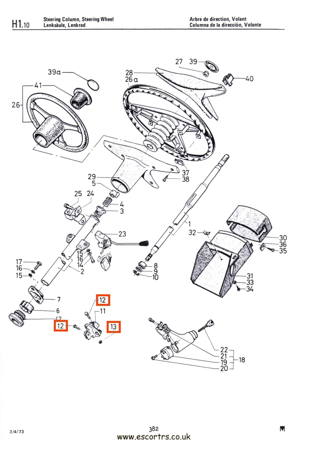 Mk1 Escort Steering Column Coupling Bolts Factory Drawing #1