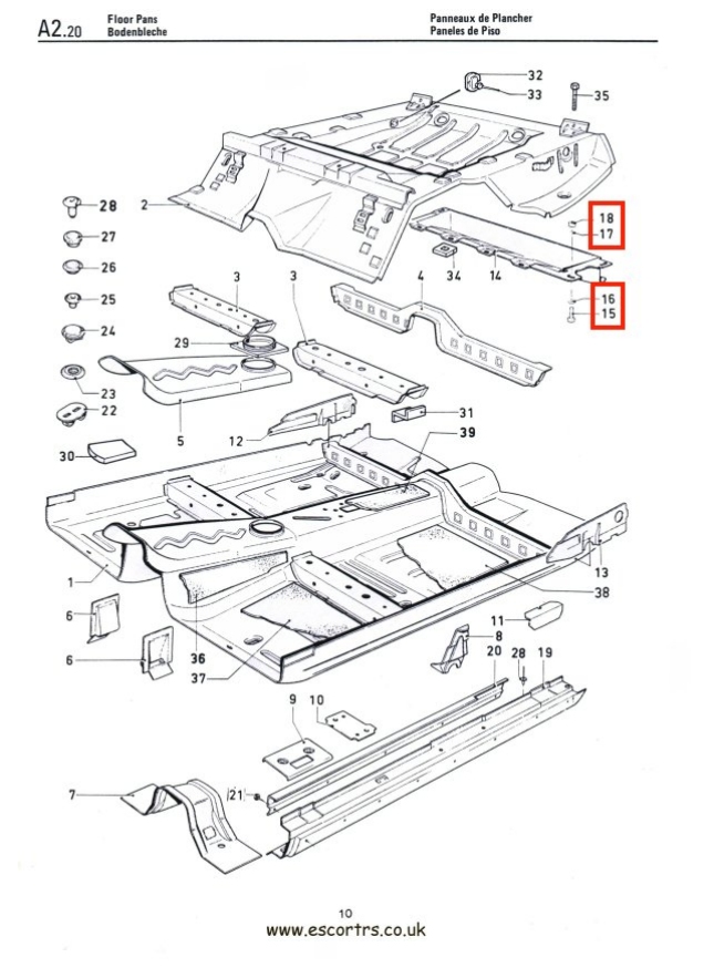 Mk2 Escort Stone Deflector Bolts Factory Drawing #1