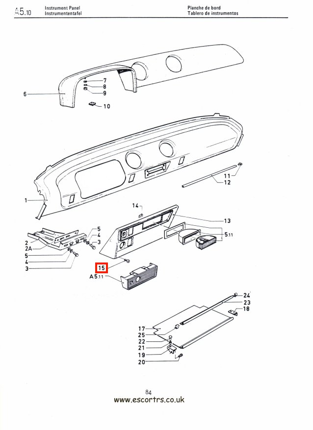 Mk1 Escort Switch Panel Screw Set Factory Drawing #1