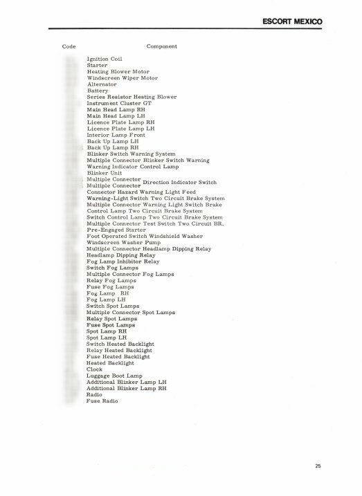 Mk1 Escort RS 2000 Wiring Diagram