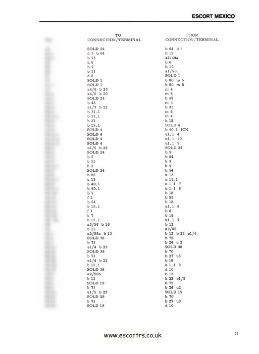 Mk1 Escort RS 2000 Wiring Diagram