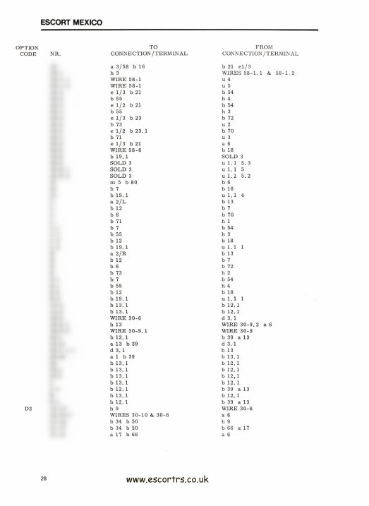 Mk1 Escort RS 2000 Wiring Diagram