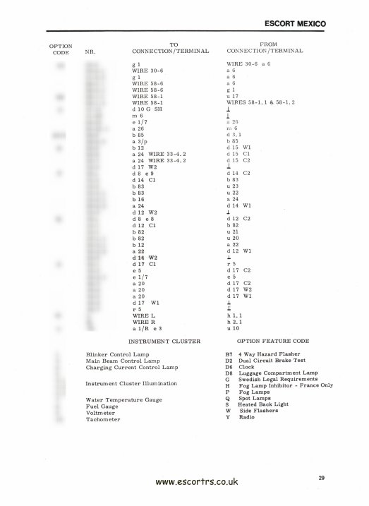 Mk1 Escort RS 2000 Wiring Diagram