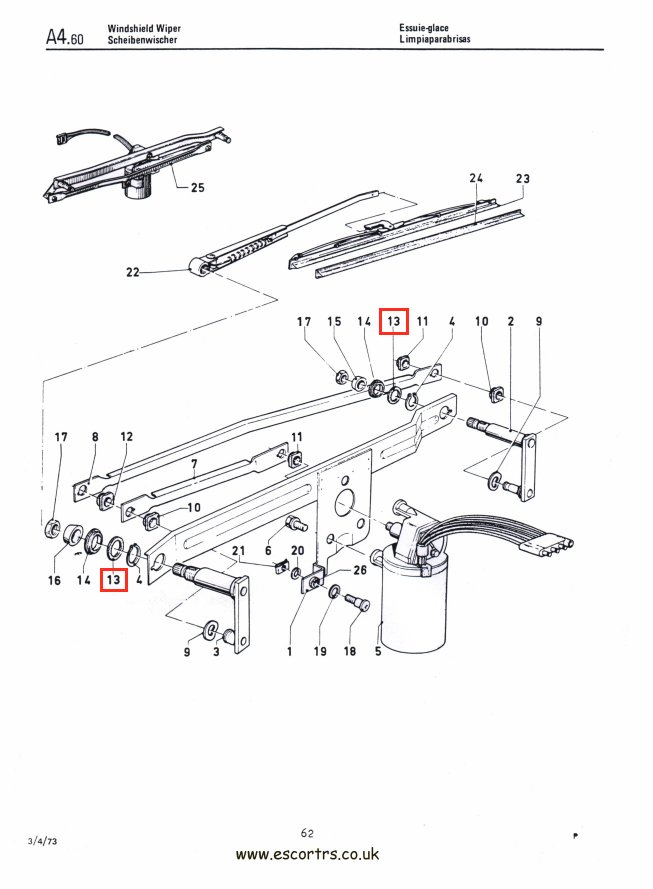 Mk1 Escort Inner Wiper Spindle Seals Factory Drawing #1